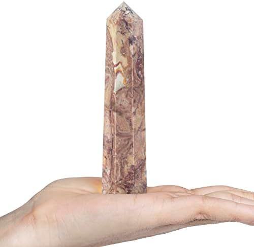 Varinha de cristal grande, Rosseta Jasper Crystal Points Tower Wand Octagon 8 Facetado Prisma de pedras preciosas de pedras de