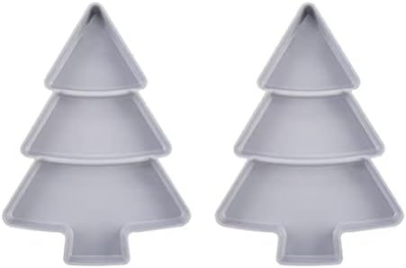 2PCs Placa de prato em forma de árvore de Natal, aperitivo de plástico dividido bandeja de servir, 3 compartimento de alimentos