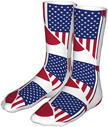 Kadeux American e Japanese Flags Socks Athletic Sock Novelty Meias Casuais Sabedas Unissex Sports Sports para homens mulheres