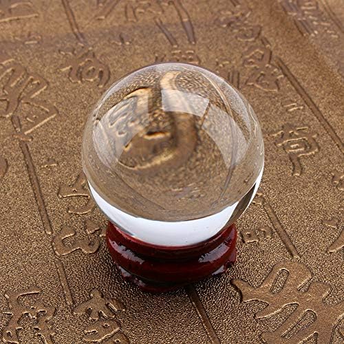 Esfera de cristal de bola de cristal com suporte de madeira 40 mm de cristal transparente bola de cristal feng shui