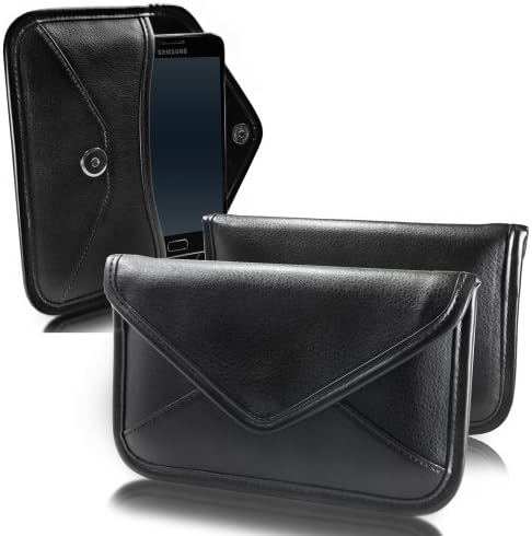 Caixa de ondas de caixa para LG G7 One - Elite Leather Messenger Bolsa, Design de envelope de capa de couro sintético para LG G7 One - Jet Black