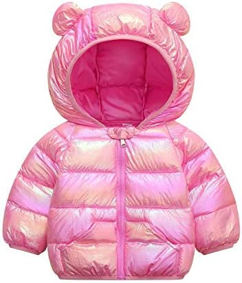 Criança de bebê Puffer Light Baby Bosques 3D Orelhas capuzes de casaco de casaco com zíper de inverno para o vento