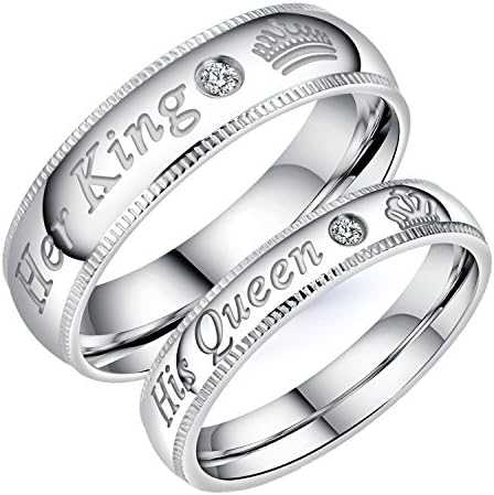 Moda com antecedência 2pcs prata correspondente casal promessa anéis coloca sua rainha seu rei rei