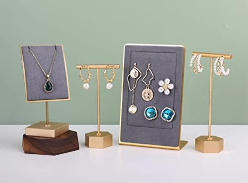 Gemeshou 4pcs Velvet Jewelry Display Conjunto para colar, brinco, pulseira e anel. Organizador de armazenamento de jóias cinza para
