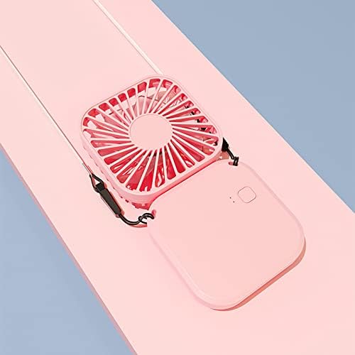 Soaoun fã portátil mudo conveniente banda de pescoço dobrável ventilador portátil portátil refrigerador de ar para viajar rosa