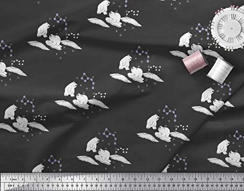 Soimoi Cotton Jersey Fabric Flake, Star & Polar Bear Kids Decor Decar Fabric Yard 58 polegadas de largura