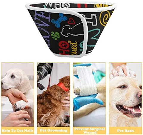 Animal Novelty I Love My Dog Print Cone Cone Pet Recuperação Elizabeth Collar Protetive for After Surgery
