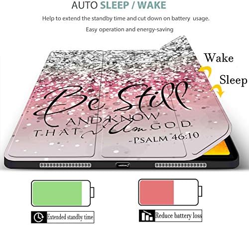 Caso para iPad Pro 12.9 Caso 4ª geração 2020 e 2018, cicplkse com portador de lápis Sleep Auto Sleep/Wake Back Smart Soft TPU Tampa da caixa para iPad Pro 12.9 4ª geração, Pink Bible Verse Salmo 46:10
