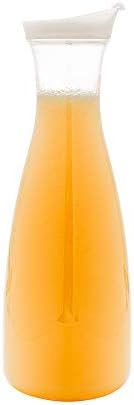 Bar Lux 34 onça de suco de jarro, 1 mimosa à prova de arremessador - com tampa, pescoço estreito, decantador de água de plástico transparente, aro largo, para servir chá gelado ou leite - restaurantes