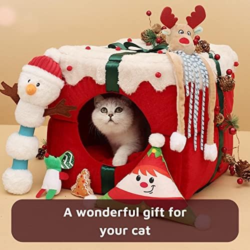 Palmas de palmas Poppy Aquecimento de gato Cama - Cama de gato de Natal, tapete grossa quente e macia Cama de gato gatinho