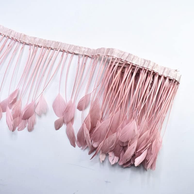 Zamihalaa - 2 jardas/lot couro rosa despojado de penas de ganso cauda acaba penas marginais para artesanato fitas de casamento trajes de plumas