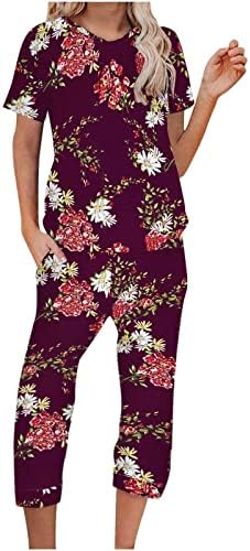 Pant Sets for Women Summer Summer outono 2023 Roupas Country Concert Cotton Print Flower Flower Pant Sets D8 D8