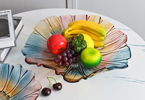Szhqyg 14,96 polegadas de diâmetro de cristal tigela de frutas coloridas, bandeja clássica de cristal, placas de frutas de vidro