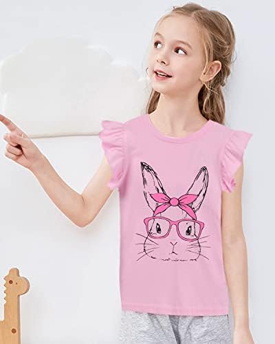 Camisas do dia da Páscoa para menina de menina de menina curta Bunny Bunny Tshirt para garotas de garotas Tops de algodão 2-7 anos