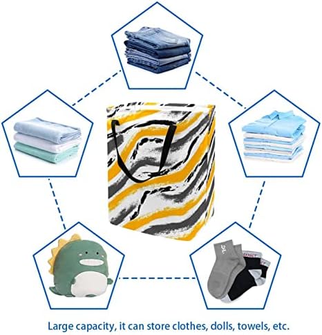 Cesto de lavanderia dobrável de estampa amarela e cinza, cestas de lavanderia à prova d'água de 60l de lavagem de roupas