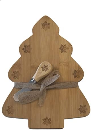 Quadro de charcutaria de árvore de Natal Conjunto com tábua de corte de faca de queijo feita de bambu de origem natural de