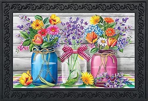 Briarwood Lane Spring Floral Jars Rustic Portomat Outdoor Indoor 30 x 18