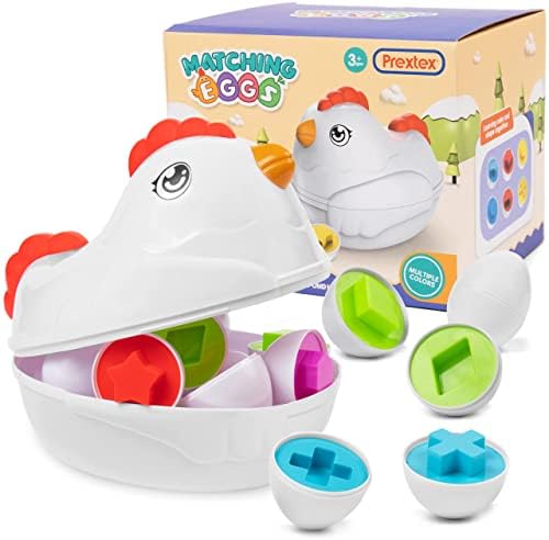 PREXTEX Encontre e combina o ovos de Páscoa com formato com galinha/galinha de transporte | Brinquedos para bebês, brinquedos
