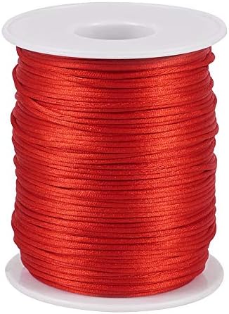 Elecrelive 109 jardas de 1,5 mm de cetim vermelho de cetim de nylon cordão de seda de seda chinesa nó de berço de corda macrama de macram