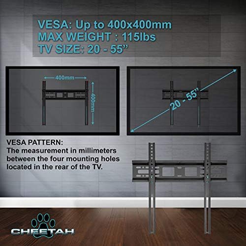 Cheetah monta suporte de montagem na parede de TV APFMSB por TVs de 20 a 55 ”até Vesa 400 e 115 libras, incluindo um cabo HDMI