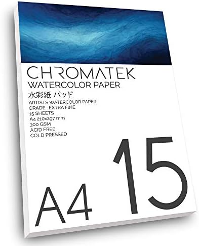 Conjunto de tintas em aquarela Chromatek com tutoriais em vídeo, 24 cores vivas, blocos de tutorial de 18 páginas e bloco de correção