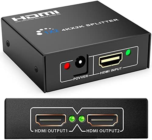Splitter HDMI 1 em 2 Out, 1x2 Splitter HDMI apenas para monitores duplos duplicados/espelhos, Goxmgo 2 Way HDMI Distribuidor 1 a 2 para