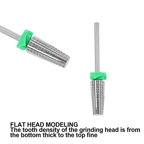 Bits de perfuração de unhas de aço de cabeça plana, ferramenta de manicure de cabeça de moagem de polimento de unhas, ferramenta