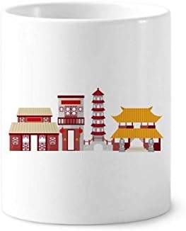 Portão de arquitetura da China portão chinês de dentes de dentes de dentes caneta caneca de cerâmica stand cup
