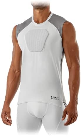 McDavid Hex Protector, Camisa acolchoada de proteção contra esterno do guarda do coração para beisebol, futebol, lacrosse e tamanhos