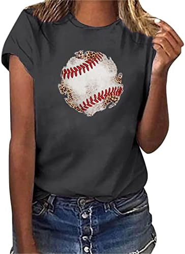 Casual Crewneck de Crewneck Camista Camista Baseball Tees gráficos fofos Tops de verão impressão de túnicos de pescoço O