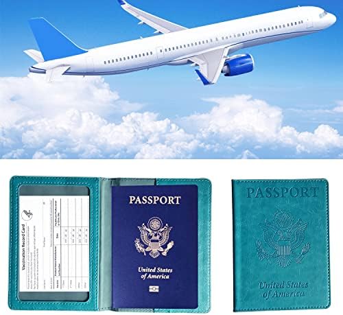 PAKALA66 PASSAPORTE E VACCINA Combinador de cartões, suporte de passaporte com slot para cartões de vacina, capa de passaporte de couro