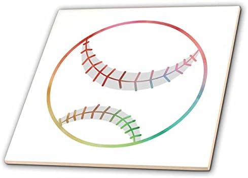 3drose janna salak designs esportes - arco -íris aquarela de softbol de beisebol - telhas