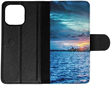 Ocean Mar de Ocean by the Sunset Flip Wallet Telefone Capa para Apple iPhone 14 Pro Max