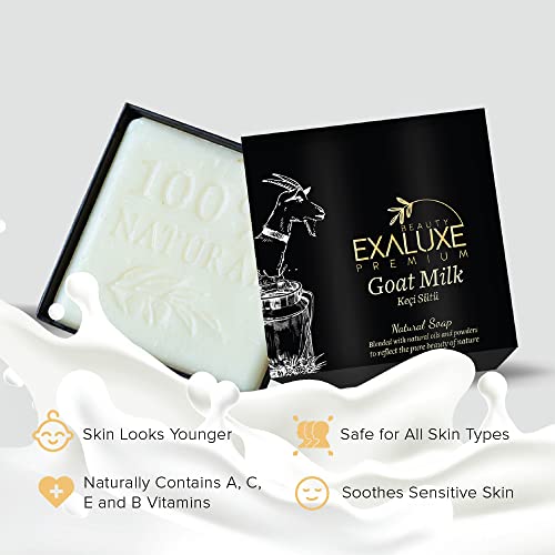 Sabão de leite de cabra exaluxe - hidratante, cura e alívio do eczema Sabão natural para a pele sensível e irritada