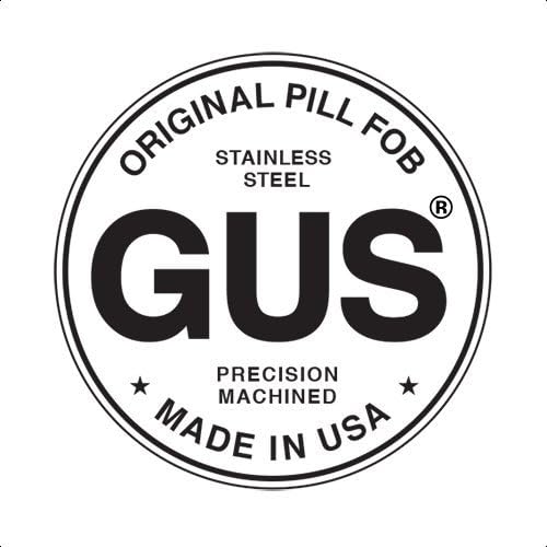 FOB GUS MINI PILHA, Feito nos EUA, porta -chaves de aço inoxidável, suporte de aspirina de emergência, design compacto