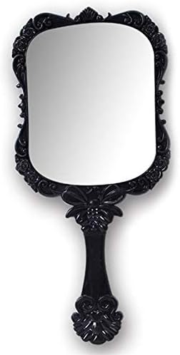 FXLYMR Desktop Makeup Mirror Beauty Mirror Tamanho do quadro ABS preto e branco 19,5 * 9cm Diâmetro do espelho: 7,5 cm/d