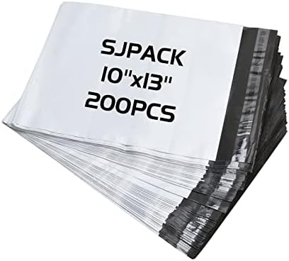 SJPACK 10x13 polegadas 500 sacos 2,5 Mil Poly Mailers Envelopes sacos com sacos brancos de faixa auto-vedada