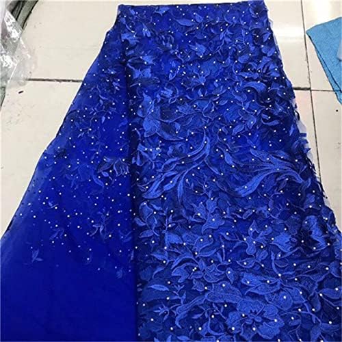 Sfabric Royal Blue Nigeriano Casamento Branco Tulle Lace Lace High Grade Francesa Francesa Líquida Mesh Double Mes