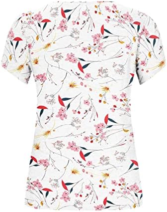 Camisa de blusa gráfica para mulheres Summer Summer outono de manga curta vneck algodão brunch solto fit relaxado camiseta 9p 9p