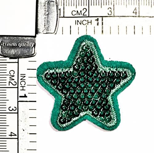 Kleenplus 3pcs. Mini Patch Star Green Star Patches de lantejoulas bordadas para vestir jeans Jeans Jeans Backpacks Mochilas