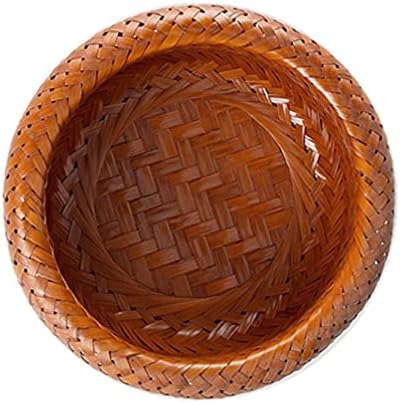 Cabilock Decor vintage Bandeja de bandeja redonda redonda de bambu cesto de frutas cestas de bastão de vime Organizador de recipiente