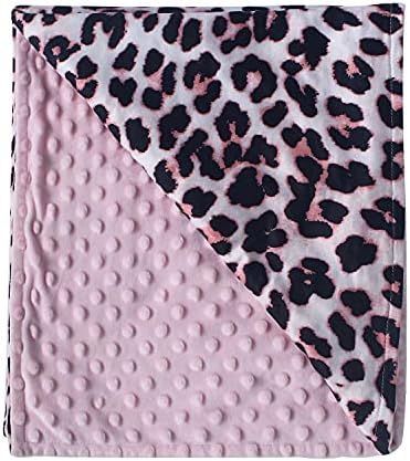 Código bagunçado Baby Blanket Super macio Minky Plush Clanta com backing pontilhado de duas camadas para bebês, manta reversível de leopardo rosa 30x40 polegadas