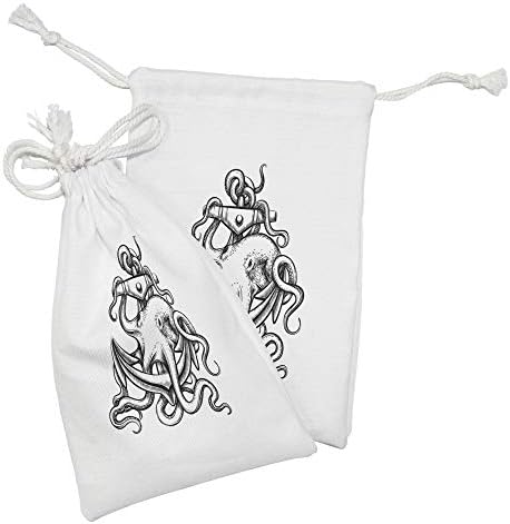 Conjunto de bolsas de tecido de polvo de Ambesonne de 2, âncora de temas náuticos e polvo com longa criatura marítima do estilo