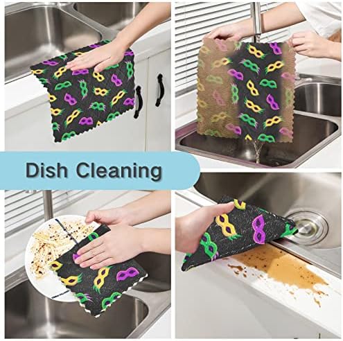 Cataku Masks Mardi Gras Cozinha Panos para lavar louça de pano de limpeza reutilizável Toalhas de pano de microfibra panos de
