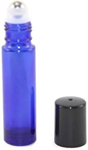 144-10 ml rolo de vidro azul cobalto em garrafas grossas com bolas de rolo de aço inoxidável - aromaterapia recarregável