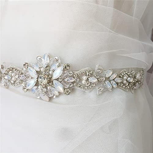 Tecido de renda pumfabric para casamento gracioso opala com contas de noiva Applique, vestido de casamento de shinestone Ferro de faixa no motivo do patch 5x48cm
