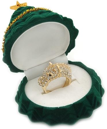 Avalaya Velor Verde Escuro Caixa de jóias de árvore de Natal para brincos de anel/cravo