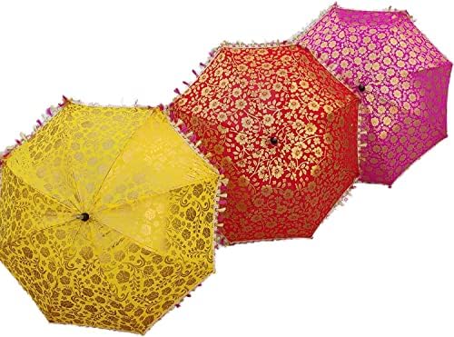 Hulex Linha amarela Mix por atacado lote de casamento indiano guarda -chuva de guarda -chuva artesanal