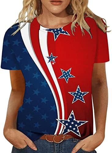 CGGMVCG WOMENS 4 de julho Camisa de manga curta Star listras de estrela de tripulação tshirts impressos Casa patriótica Tops de camisetas