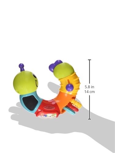 Infantino Topsy Turby Twist and Play Caterpillar Rattle - Corpo rotativo, anéis deslizantes, espelho e ruído - brinquedo de atividade por idades de 6 meses +